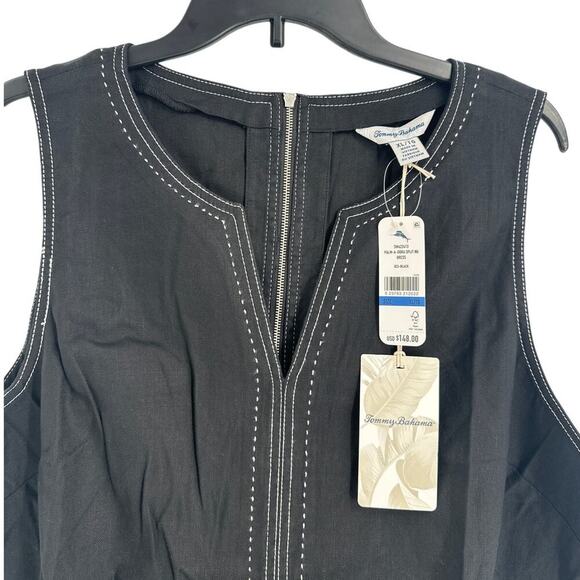 Tommy Bahama Black Palm-A-Dora Split-Neck Sheath Dress Size XL - Picture 7 of 10